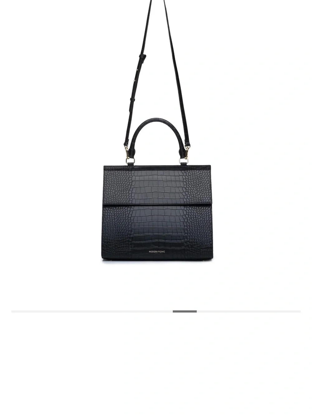 Modern Picnic Croc-Embossed Top-Handle Satchel-Espresso Brown-The Large Luncher